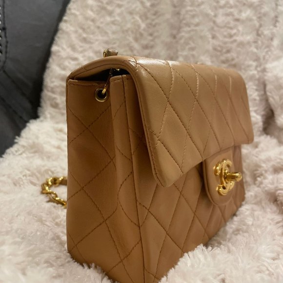 CHANEL LAMBSKIN LEATHER VINTAGE MINI SQUARE CLASSIC SINGLE FLAP SHOULDER BAG - Picture 7 of 16